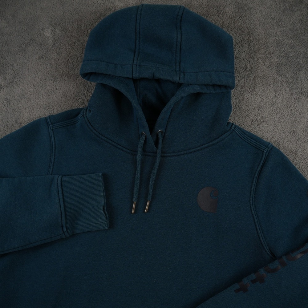 Carhartt‎ Clarksburg Hoodie Womens Size M 8-10 Teal Relaxed Fit Pullover Logo